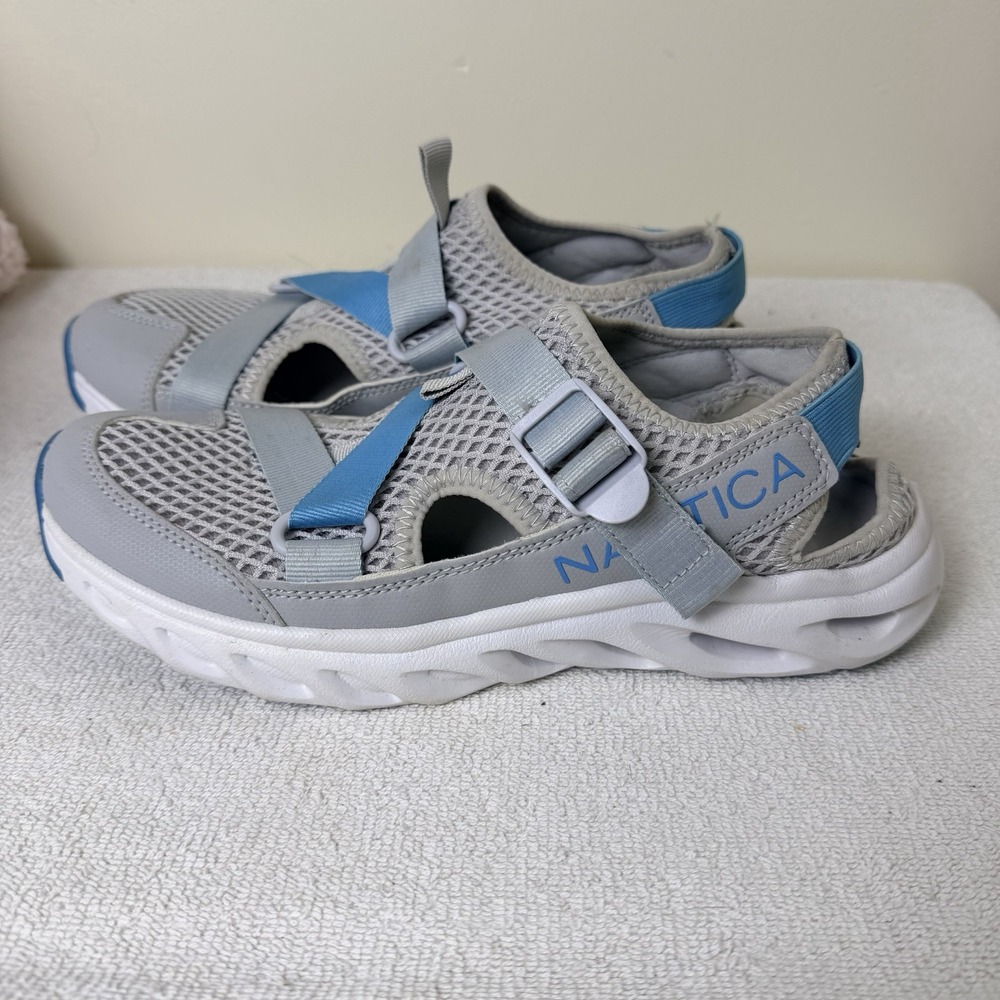 Nautica Womens Water Walking Sneaker Grey/Blue Size 7 Comfort Outdoor NEW